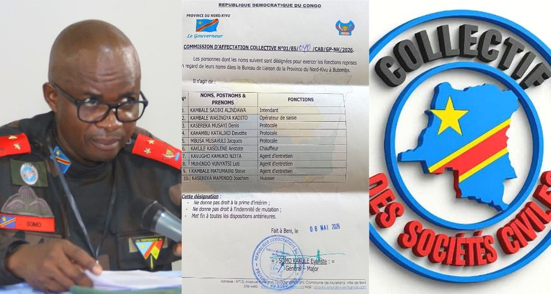 RDC : le CSCA-C saisit Félix Tshisekedi pour exiger le départ immédiat du gouverneur Kakule Somo accusé de megestion, incompétence, tribalisme